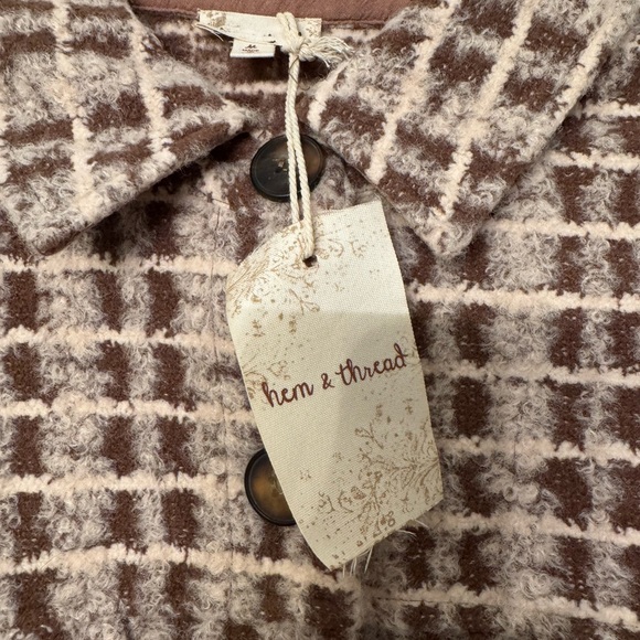NWT Hem & Thread Cream and Brown Teddy Jacket Size Medium - Picture 8 of 12